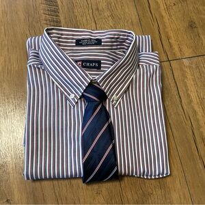 Chaps Men's Multi-Striped Dress Shirt with Tie